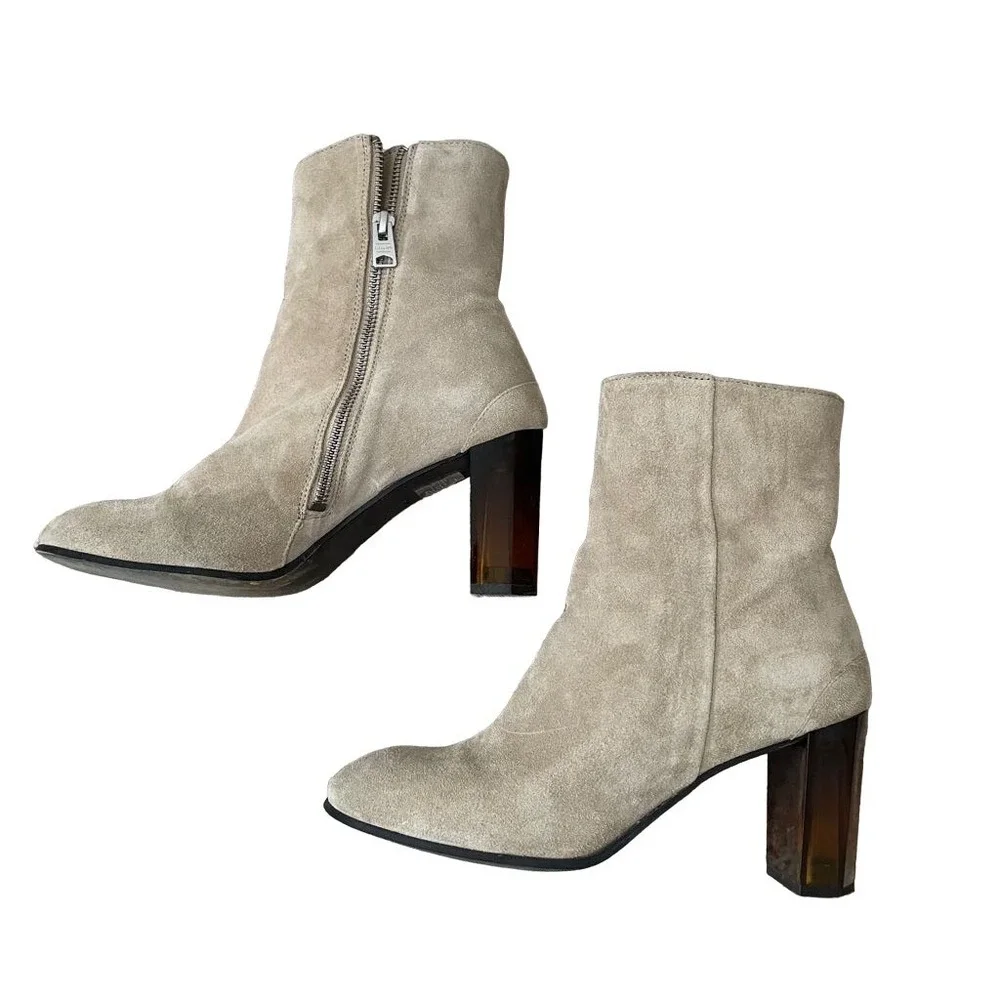 AllSaints OFF‎ WHITE Taupe SUEDE ROKA BOOTIES 40Euro/ 9USA